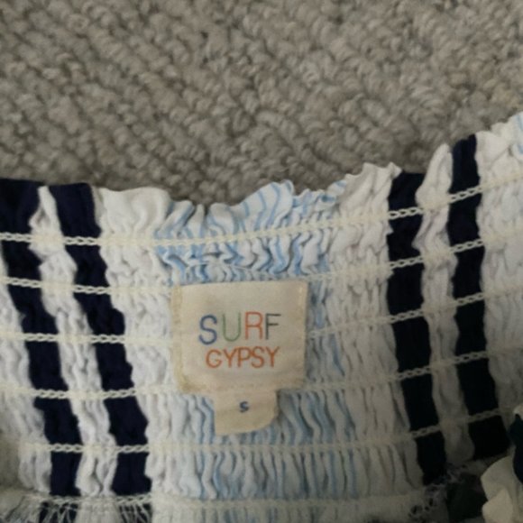 Surf Gypsy Stripe Ruffle Hem Skirt Swim Cover - Up in Blue - Picture 4 of 4